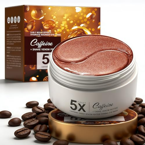Koffein Augenpads 80 Stück,Hydratisierende & Kühlende Gel Eye Masks mit Kollagen & Botanischen Extrakten für Augenringe, Schwellungen,Feuchtigkeit & Glattere Augenpartie