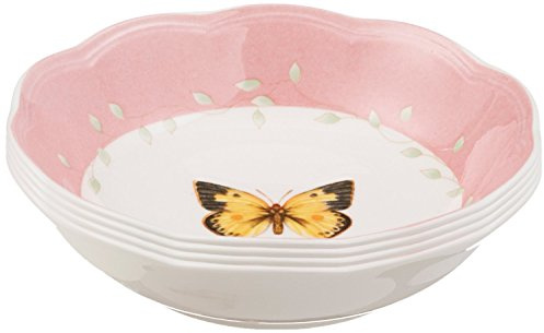 Lenox Butterfly Meadow 4-Piece Dessert Bowl Set, 1.65 LB, Multi | dishwasher safe | floral design | kitchen and dining essential, gift for women, mixing bowls, fruit bowl gift