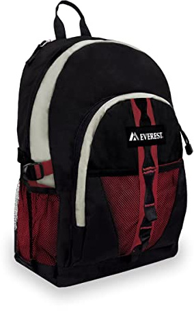 Everest Gepäck Rucksack mit Dual Mesh Tasche, Burgundy/Gray/Black (Rot) - 3045W-BURG/GRY/BK