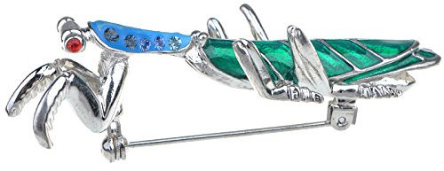 Alilang Silber Farbton Ombre Blau Strass Lange Gottesanbeterin Insekt Wanzen Brosche
