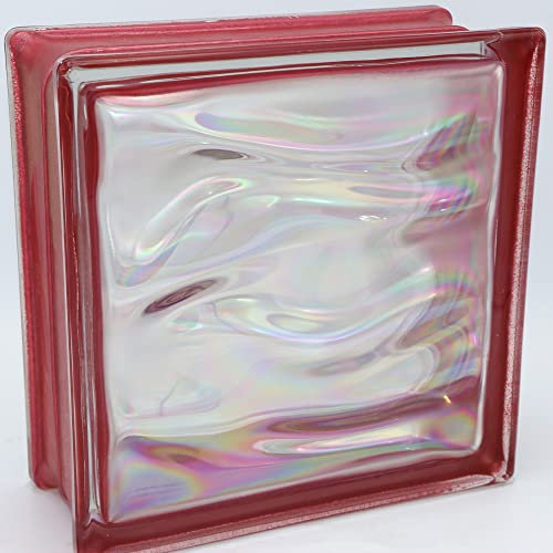 Fuchs Design 6 Stück Glassteine BM Glassteine AQUA Perlmutt Rubin Glasstein glänzend 19x19x8 cm