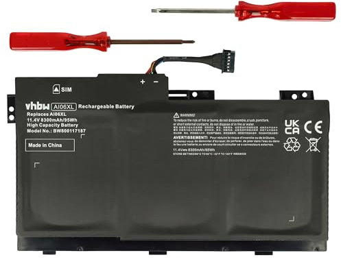 vhbw batteria compatibile con HP ZBook 17 G3, 17 G3 M9L94AV, 17 G3 T7V61ET, 17 G3 T7V62ET notebook (8300mAh, 11,4V, Li-Poly)