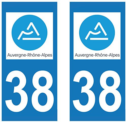 supstick 2 adesivi Targa Dept 38 auvergne-rhône-alpes formato rettangolare