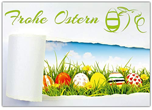 A4 XXL Osterkarte OSTEREIER IM GRÜNEN mit Umschlag - edle Klappkarte für liebe Freunde Verwandte Kollegen - Frohe Ostern Karte von BREITENWERK