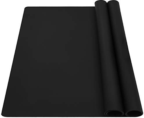 wellhouse 23.6 by 15.7 Extra Large Mulitpurpose Silicone Nonstick Pastry Mat Countertop Protector Heat Resistant Nonskid Table Mat Set of 2(Black)