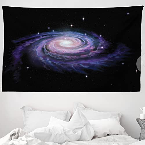 ABAKUHAUS Galaxis Wandteppich und Tagesdecke, Celestial Galaxy Staub aus Weiches Mikrofaser Stoff Waschbar ohne Verblassen Digitaldruck, 230 x 140 cm, Schwarz Lila
