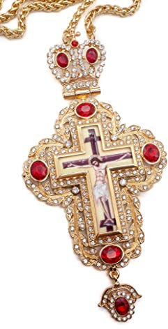 Nazareth Store Croix pectorale Zircons Rouges cristallisés Christian prêtre évêque Crucifix Pendentif Collier 20 dans Une boîte Cadeau