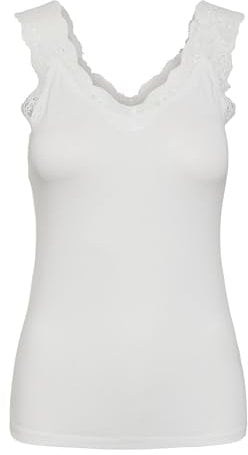 PIECES Pcbarbera Lace Top Noos, Blanc éclatant, L Femme
