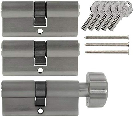 3x Tür Zylinder Schloss 80mm 40/40 mm gleichschliessend +5 Schlüssel Schliessanlage