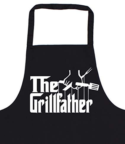 Grillschürze für Männer | The Grillfather | Grill-Schürze mit Spruch lustig BBQ Grillen Uni Farbe Schwarz