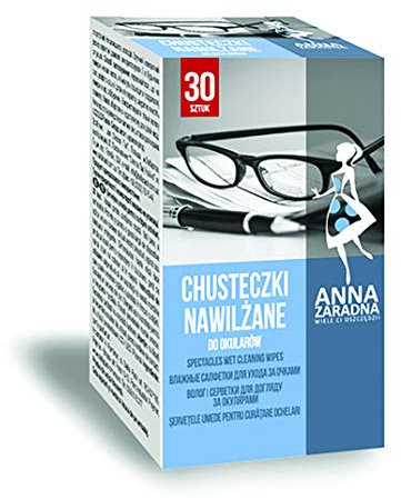 ANNA ZARADNA Lot de 30 lingettes nettoyantes pour écrans de lunettes Blanc 12 x 14 cm ST-AZ-030507