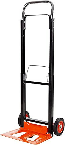 BLACK+DECKER Klappbare Sackkarre BXWT-H305 - Handwagen mit 90KG Tragkraft - Transportwagen Klappbar - 42,5 x 38,8 x 97,5 cm - für Umzug, Hausarbeiten und Einkäufe - Stahl/Aluminium - Schwarz/Orange