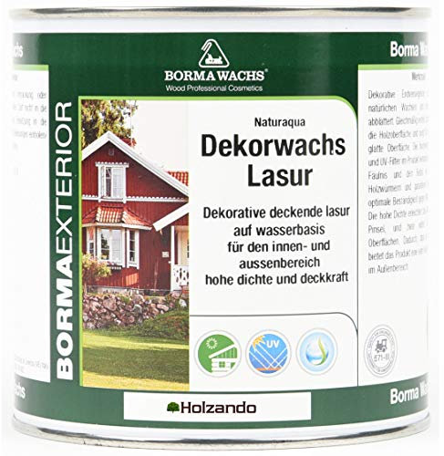BORMA Naturaqua UV Buntlack Hochdeckender Holzlack Lasur deckend auf Öl und Wasserbasis für den Innen und Außenbereich 2,5 Liter WEISS 50