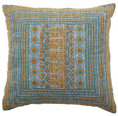 Bloomingville Kissen Jero, blau ocker, Baumwolle