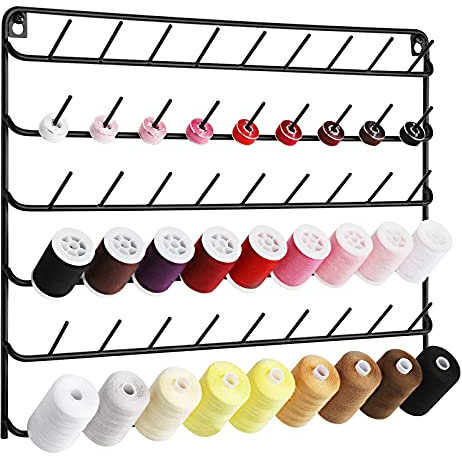 YBING 54 Spulen Nähgarnhalter, Garnhalter/Fadenhalter Organizer, Metallständer zum Organisieren zum Aufhängen für Stickerei, Quilten, Nähen (Schwarz)