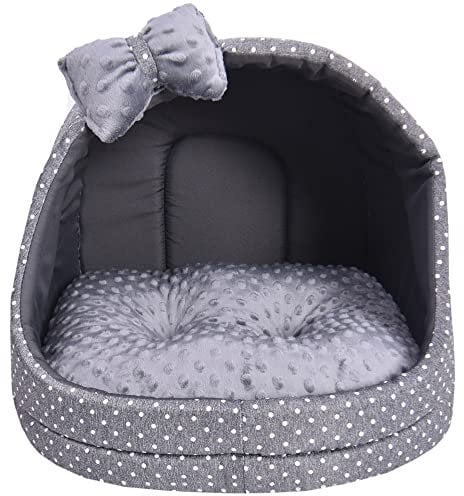 Z4L WauWau Katzen und Hundehöhle gemütlich Farbe grau Minky, weiß Hundehütte Katzenhütte 45cm x 45cm Höhlenbett Kuschlig