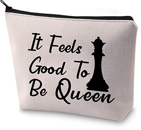 BLUPARK Schachkönigin, Make-up-Tasche, Schach-Liebhaber, Geschenk, es fühlt sich gut an, Königin zu sein, Geschenk für Schachmeister Schach Frauen, Fühlt sich gut an, Königin zu sein,