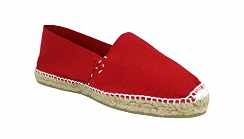 Desconocido Espadrillas classiche in tela con suola in juta, rosso, 44 EU