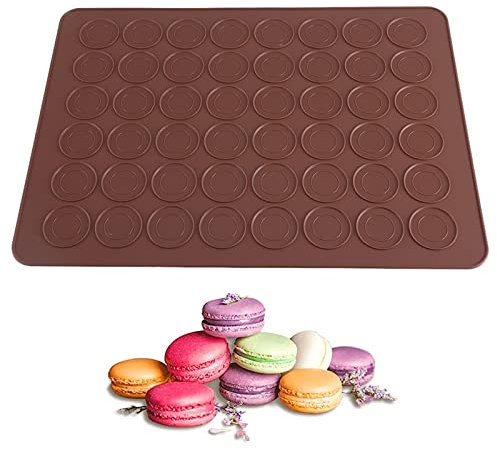 Flliberté Macarons Backmatte, 48 Löcher Macarons backen Silikonbackmatte für Französische Macarons, 38 x 28cm