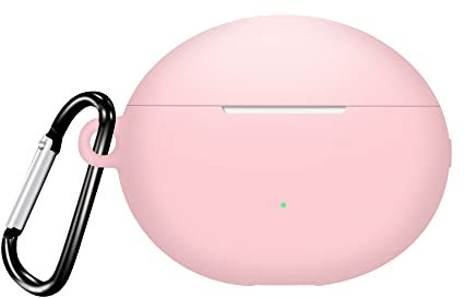 Silikon Hülle kompatibel für HUAWEI FreeBuds 5i, Kopfhörer Schutzhülle mit Schlüsselbund Haken, Ladeanschluss Zugänglich (Rosa)