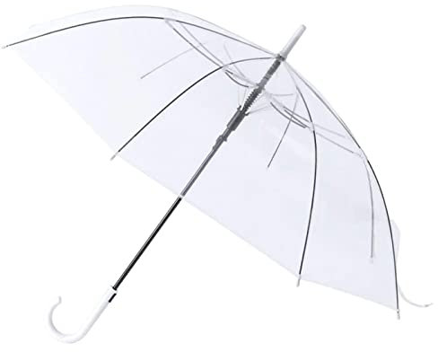 AC - Paraguas largo transparente - Fabricación en plástico - 8 Varillas - Evita los días lluviosos con elegancia - Color Blanco