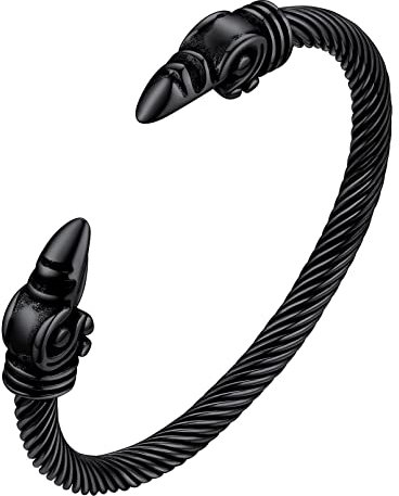 FaithHeart Punk Verdrehtes Armband für Herren Jungen Punk Viking Raven Armband Punk Verstellbarer Kettenarmband mit Geschenkebox für Freunden Ehemann