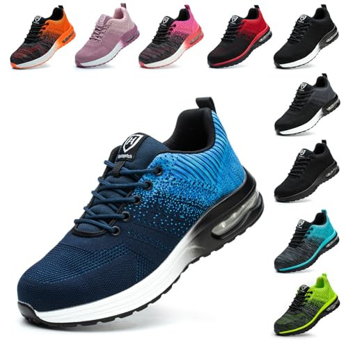 Baofular Chaussures de Sécurité Hommes Femmes Légère Basket Securite Confortable Antidérapante Chaussures de Travail Respirantes Bleu 46 EU 280