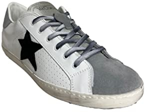 Scarpe Sneaker Basse Uomo Grigie camoscio Pelle Bianca Stella Nera Nuovo Via con