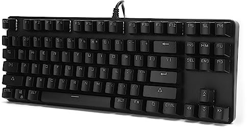Zunate Teclado Mecánico para Juegos, Teclado Ergonómico para Deportes Electrónicos con Cable USB con Luz Mixta Retroiluminada, 87 Teclas para PC, Oficina en Casa, Entretenimiento (Negro)