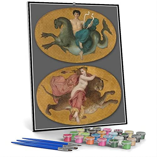 Malen nach Zahlen für erwachsene Arion auf einem Seepferd und Bacchante auf einem Panther Paar Malen von William-Adolphe Bouguereau Kunsthandwerk für Heimwanddekoration