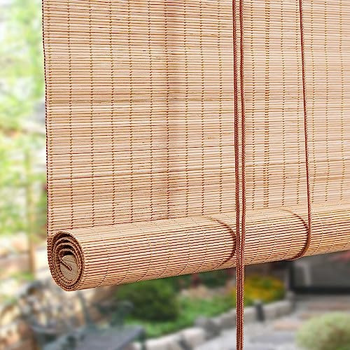 Stores Venitiens Bois pour Veranda Store en Bambou Naturel Store Enrouleur | Exterieur Bambou Vertical Bambou Naturel Intérieur Respirant Anti Uv pour Jardin Fenêtres (120*220cm/47*87in)