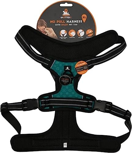 Spotted! PRO Harnas No-Pull – Hundegeschirr mit QR-Token - Hundegeschirr Anti Pull - Wasserdicht - Brustumfang 78-105 cm - Größe XL - Grün