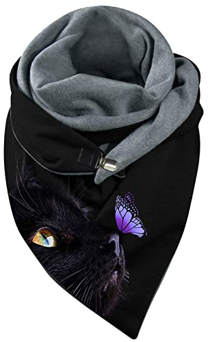Schals für Damen Winter mit Knöpfen Frauen Schal Elegant Dreieckstuch Klassischer Persönlichkeit Scarf Geometrische Herbstschal Kaschmir-Schal Poncho Super Weicher Schlauchschal Schal als Geschenk