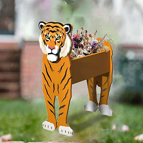 TEmkin Fox Plant Container Holder, Tiger Animal Shape Storage Container Planters, PVC Flower Stand, Dog Theme Storage Box, Home Office Desk Ornaments,Zebra/Chicken/Wolf, Wolf (Raccoon)