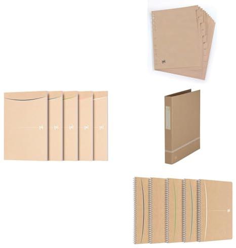 Oxford Bundle of Schreib-Block A4 kariert, Touareg Register DIN A4, Ringbuch A4 3,5 cm breit, Spiral-Notizbuch A4, kariert, gut für die Umwelt