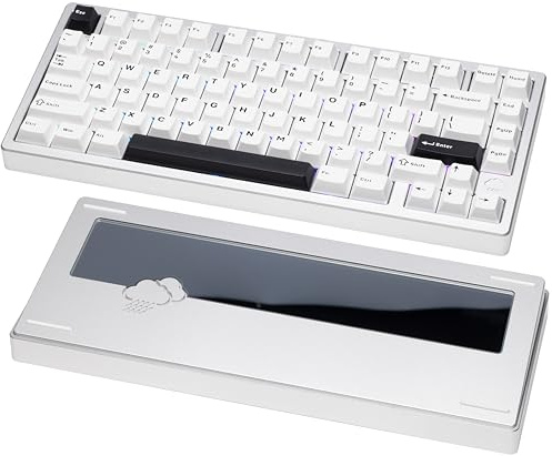 KEEBMONKEY Wobkey Rainy 75 Clavier mécanique en Aluminium CNC HMX/JWK/Cocoa Connectivité Triple Mode avec Acoustique supérieure(Standard Argent)