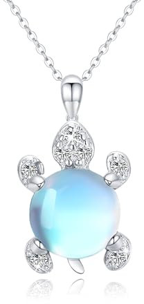 TRISHULA Mondstein Schildkröten Anhänger Silber Ozean Kette Geschenke für Frauen und Mädchen