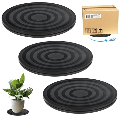 3 Stück Drehscheibe, 20cm Universal Drehteller Schwarz 360 Grad Rotierende Drehplatte, Drehplattform mit Stahlkugellagern, Rund Drehscheibe für Monitor TV Laptops Handwerk Pflanzen