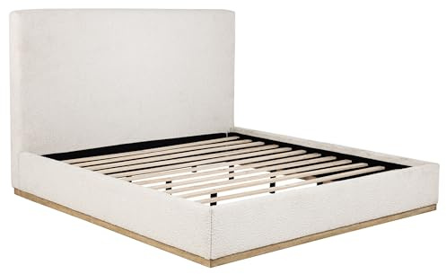 Coaster Home Furnishings - Knox - Wood - Upholstered Platform Panel Bed with Boxy Frame, Padded Headboard and Low-Profile Design - Bedroom - Eastern King Size - Cream - 302053KE