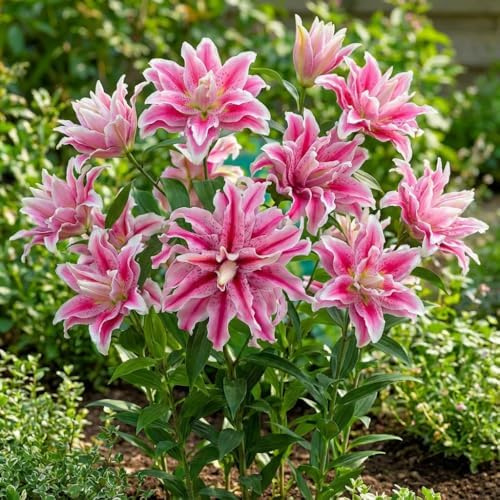 Lilien Zwiebeln Winterhart Mehrjährig - Rot Pastellfarben - 10 Zwiebeln - Duftende Blumenzwiebeln - Niederländische Qualität - für Garten und Töpfe (kein Samen, nicht künstlich)