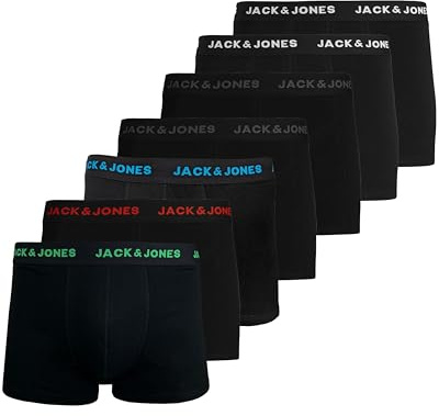 JACK & JONES Herren JACBELMO Trunks 7 Pack, Black/Logo Weiß/C, L