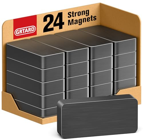 Grtard 24 Pack Heavy Duty Magnets Blocks, 1 7/8 x 7/8 x 3/8 Ferrite Blocks Magnets, Craft Magnets, Rectangular Ceramic Magnets for Crafts, DIY, Science, Fridge, Tool Room Whiteboard and Cruises