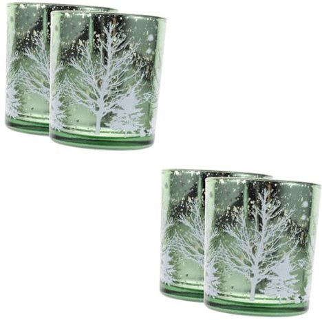 IMIKEYA 4 Stück Kerzenhalter aus Glas weihnachtliche Tischdekoration Teelichthalter Minikerzen christbaumkerzenhalter Christbaum kerzenhalter Weihnachtssto Weihnachtsbedarf
