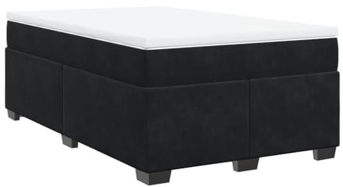 vidaXL Boxspringbett, Polsterbett Bett mit Matratze, Bettgestell mit Lattenrost, Doppelbett für Schlafzimmer, Schwarz 120x200cm Samt