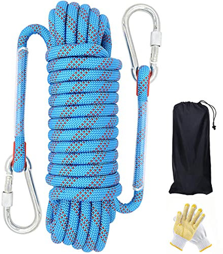 BOGDTF Nylon Static Climbing Rope 12Mm - 10/20/30/50/70M Escape Ice Climbing Equipment Rescue Parachute Rope/Blue/70M
