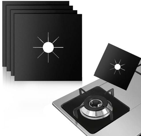 XPEX 4 Pezzi Copri Piano Cottura Copri fornelli cucina a gas Proteggi Fornelli Cucina, 27 * 27CM Protezioni per Fornelli a Gas, Rivestimento Antiaderente,Rivestimento Cucina