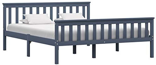 Brokky Massivholzbett Bettgestell Bed Frame Bett Mit Bettkasten Hausbett Bett Massivholz Grau Kiefer 160x200 cm