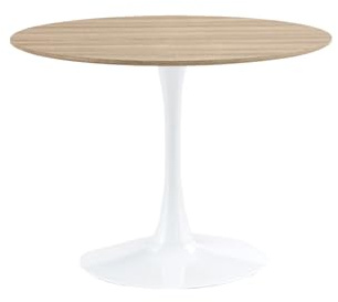 KLAST Table à Manger Ronde Cory, Vintage et Moderne, Bois Naturel, Pied Tulipe Compact, Idéal pour Salle à Manger, Cuisine ou Hôtellerie