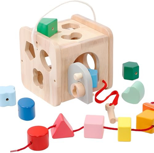 Fullware Formsortier-Holzspielzeug ab 6 Monate, Montessori Baby Spielzeug ab 1 Jahr, Babyblöcke Feinmotorik Sortierspiele für frühes Lernen, Geschenk für Kleinkinder Jungen Mädchen ab 6 Monate
