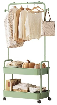 Ergocar Porte Manteau De Vêtements En Métal Avec Paniers De Rangement Multi-Couches Et Cintres Indépendants Mobiles Avec Support De Poulie Petit Espace De Vêtements Modernes